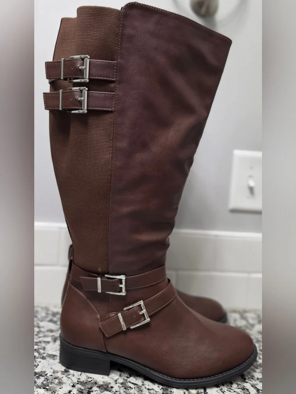 Torrid Brown Knee High Riding Boots Women’s 10WW Extra Wide Calf Buckle